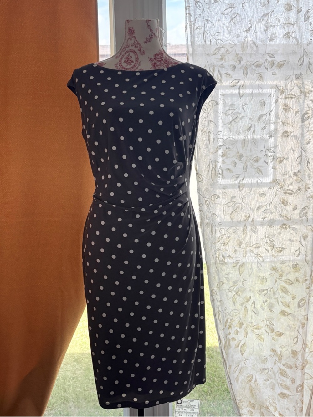 Ralph Lauren Black Midi Dress with White Polka Dots - Picture 3 of 5